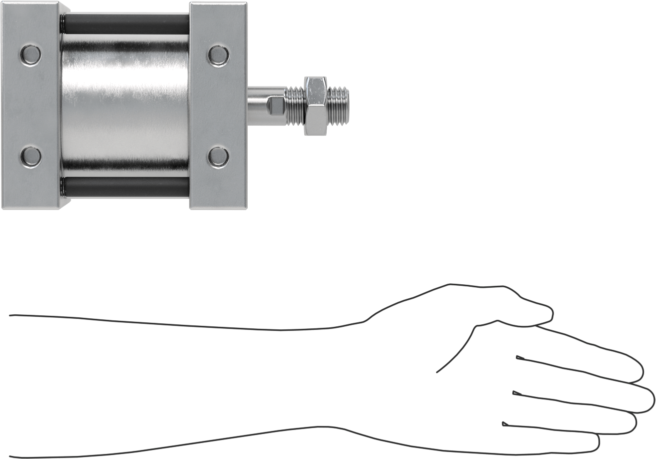 Bağlantı Çubuğu Hava Silindiri, Çift Etkili, 4-1/2" Delik, 5-1/8" Genişlik, 1-1/2" Strok