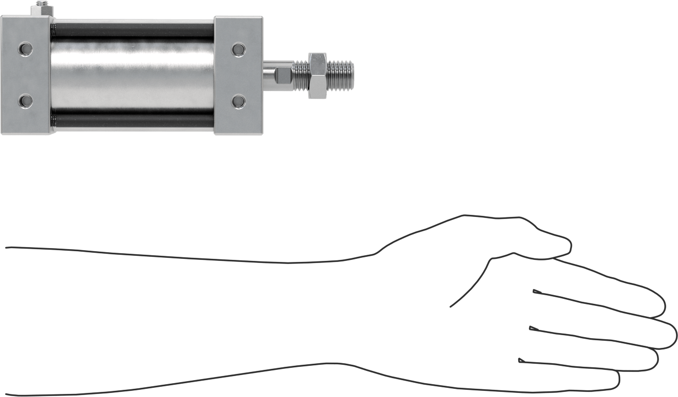 Bağlantı Çubuğu Hava Silindiri, Yastıklı, Çift Etkili, 2-1/2" Delik, 1-1/2" Strok