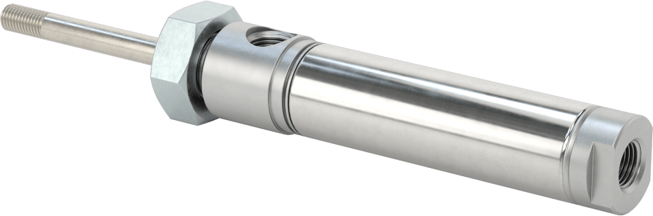 Yuvarlak Gövde Hava Silindiri Montajı, Çift Etkili, Burun Montajı, 3/4" Delik, 1-1/2" Strok Uzunluğu