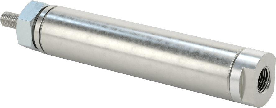 Yuvarlak Gövde Hava Silindiri Montajı, Burun Montajı, Hava Uzatma, 3/4" Delik Boyutu, 1-1/2" Strok Uzunluğu