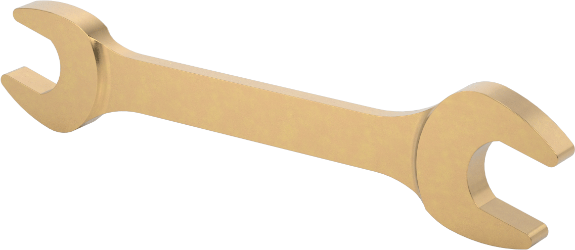 Kıvılcım Çıkarmayan Açık Uçlu Anahtar, 1“ x 1-1/8” Boyut, 10-1/4" Toplam Uzunluk