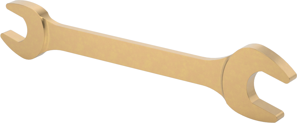 Kıvılcım Çıkarmayan Açık Uçlu Anahtar, 1-1/16“ x 1-1/4” Boyut, 12-3/8" Toplam Uzunluk