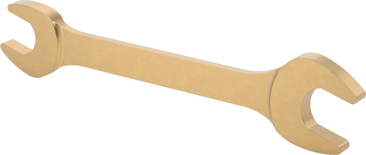 Kıvılcım Çıkarmayan Açık Uçlu Anahtar, 1-1/8“ x 1-5/16” Boyut, 12-3/8" Toplam Uzunluk