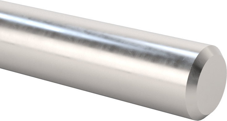 Destek Rayı için Mil, 1566 Karbon Çelik, 1/2" Çap, 24 inç Uzunluk