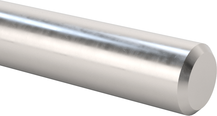 Destek Rayı için Mil, 1566 Karbon Çelik, 1/2" Çap, 48 inç Uzunluk