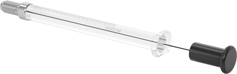 Cam Şırınga, Dişli Bağlantılı, PTFE Piston, 0,025 ml Kapasite