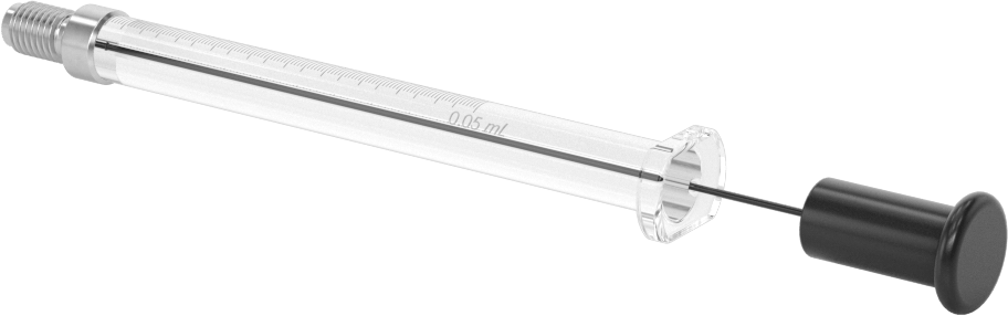 Cam Şırınga, Dişli Bağlantılı, PTFE Piston, 0,05 ml Kapasite