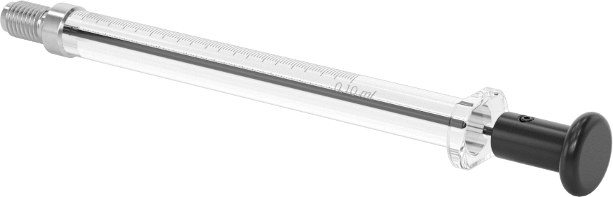 Cam Şırınga, Dişli Bağlantılı, PTFE Piston, 0,1 ml Kapasite