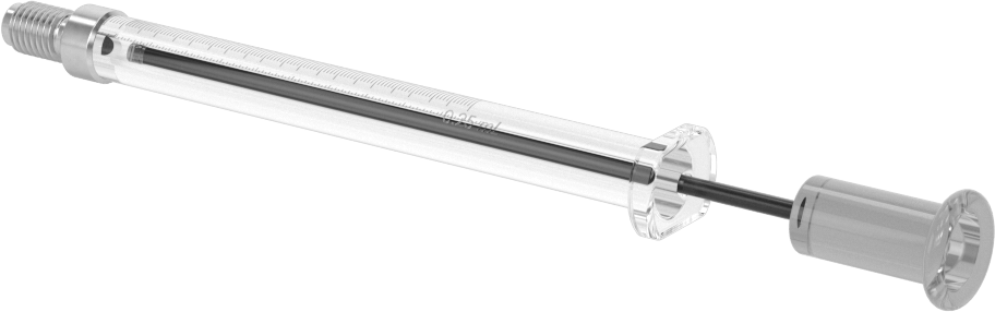 Cam Şırınga, Dişli Bağlantılı, PTFE Piston, 0,25 ml Kapasite