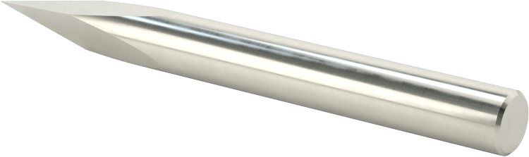 Oyma Uçlu Freze, Kaplamasız, 3 Yiv, 1/4" Freze Çapı, 30 Derece Kesme Açısı