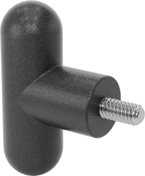 İki Kollu Topuz, Polipropilen, 1/4“-20 Diş Boyutu x 1/2” Uzunlukta Çelik Saplama, 2-1/4" Genişlik