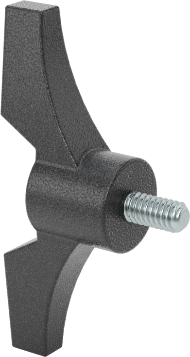 İki Kollu Topuz, Naylon, 1/4“-20 Diş Boyutu x 1/2” Uzunlukta Çelik Saplama