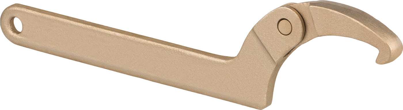 Yan Taraftaki Yivler için Ayarlanabilir Kanca Anahtarı, Kıvılcım Çıkarmayan, 4-1/2“ ila 6-3/8” Daire Çapı için