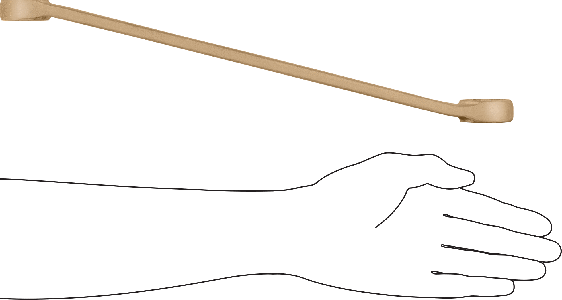 Kıvılcım Çıkarmayan Çift Başlı Kutu Anahtarı, 15/16“ x 1-1/16” Boyut, 15-1/8" Toplam Uzunluk