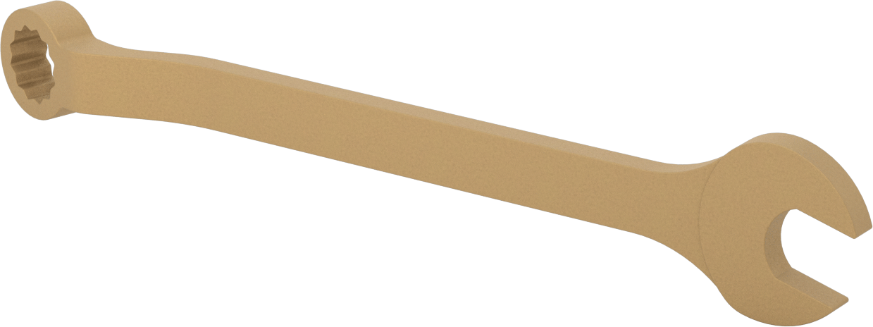 Kıvılcım Çıkarmayan Kombinasyon Anahtarı, 1-1/8" Boyut, 15-3/8" Toplam Uzunluk