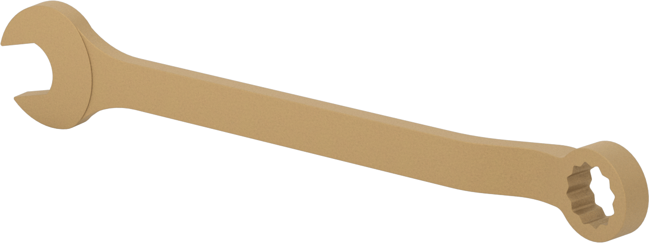 Kıvılcım Çıkarmayan Kombinasyon Anahtarı, 1-1/4" Boyut, 17" Toplam Uzunluk