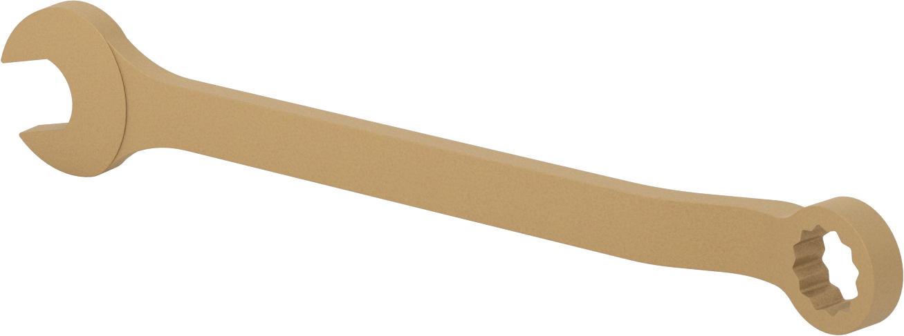 Kıvılcım Çıkarmayan Kombinasyon Anahtarı, 1-3/8" Boyut, 19" Toplam Uzunluk