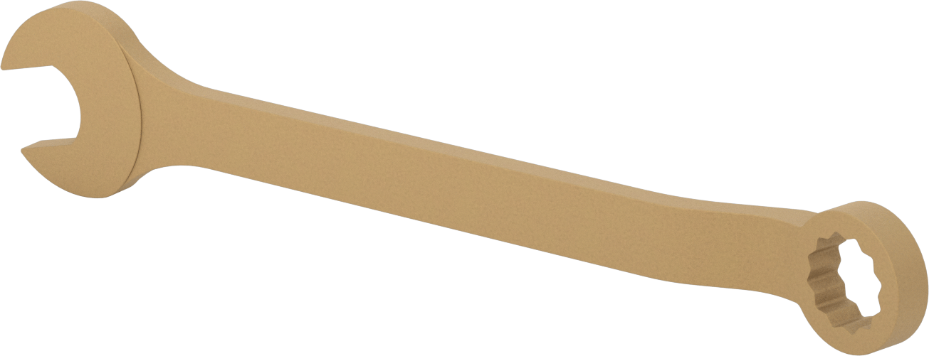 Kıvılcım Çıkarmayan Kombinasyon Anahtarı, 1-1/2" Boyut, 19" Toplam Uzunluk