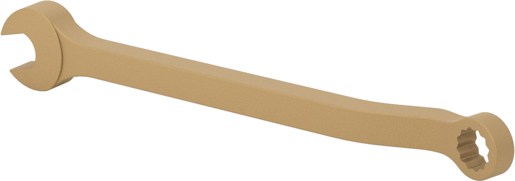 Kıvılcım Çıkarmayan Kombinasyon Anahtarı, 12 mm Boyut, 7-1/2" Toplam Uzunluk