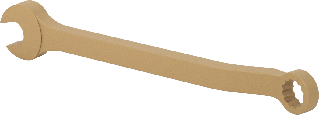 Kıvılcım Çıkarmayan Kombinasyon Anahtarı, 14 mm Boyut, 8-1/8" Toplam Uzunluk
