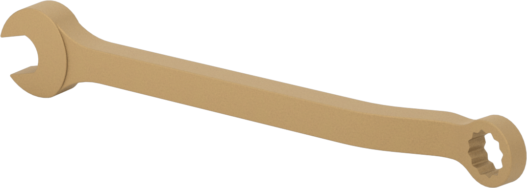 Kıvılcım Çıkarmayan Kombinasyon Anahtarı, 15 mm Boyut, 8-7/8" Toplam Uzunluk