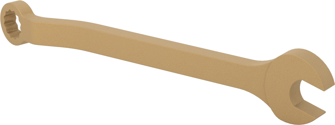 Kıvılcım Çıkarmayan Kombinasyon Anahtarı, 18 mm Boyut, 9-5/8" Toplam Uzunluk