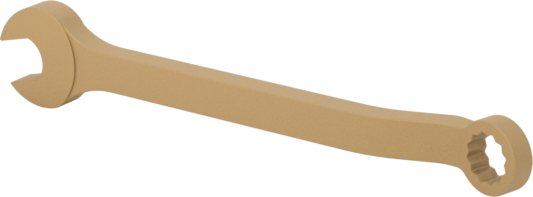 Kıvılcım Çıkarmayan Kombinasyon Anahtarı, 18 mm Boyut, 9-5/8" Toplam Uzunluk