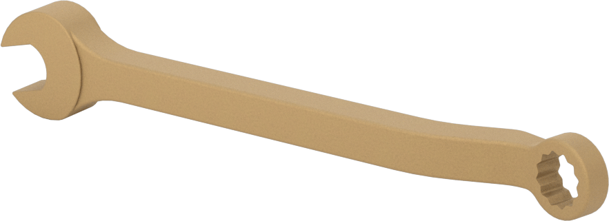 Kıvılcım Çıkarmayan Kombinasyon Anahtarı, 8 mm Boyut, 4-1/2" Toplam Uzunluk