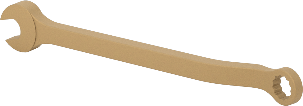 Kıvılcım Çıkarmayan Kombinasyon Anahtarı, 10 mm Boyut, 6-3/8" Toplam Uzunluk