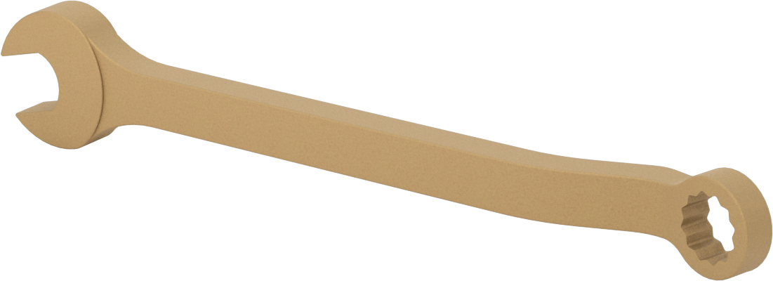 Kıvılcım Çıkarmayan Kombinasyon Anahtarı, 17 mm Boyut, 9-5/8" Toplam Uzunluk