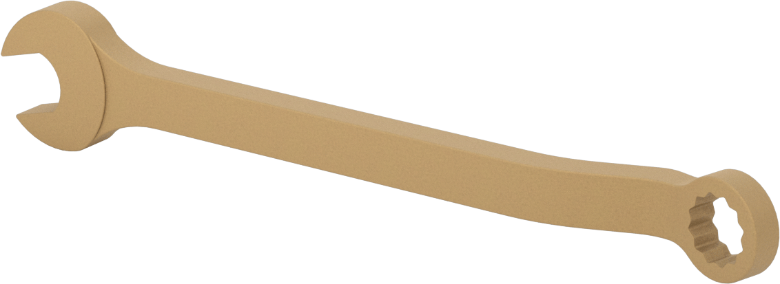 Kıvılcım Çıkarmayan Kombinasyon Anahtarı, 19 mm Boyut, 10-5/8" Toplam Uzunluk