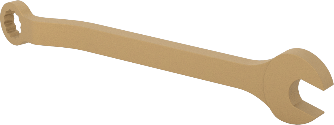 Kıvılcım Çıkarmayan Kombinasyon Anahtarı, 22 mm Boyut, 11-5/8" Toplam Uzunluk