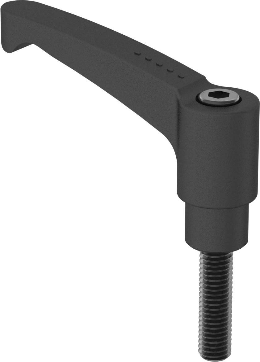 Güvenlik Ayarlanabilir Konumlu Tutamak, 30 mm Uzunlukta M8 x 1,25 mm Dişli Saplama, 63 mm Uzun Sap