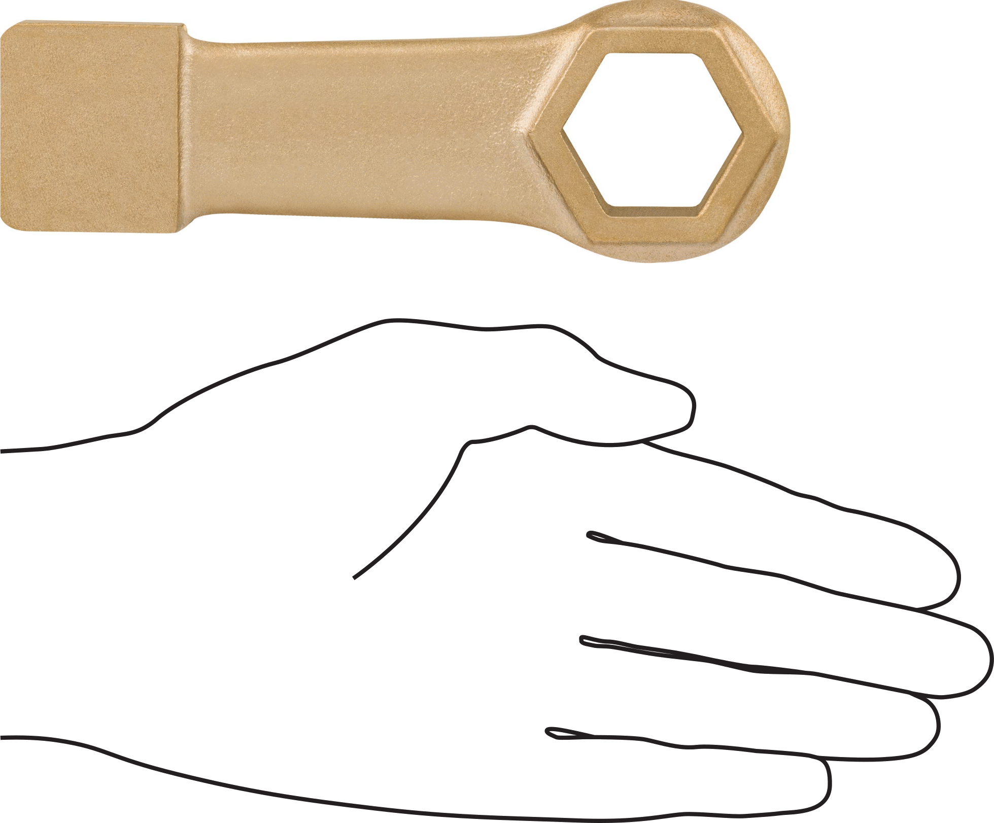 Kıvılcım Çıkarmayan Vurma Kutusu Anahtarı, 1-1/4" Boyut, 6-1/2" Toplam Uzunluk