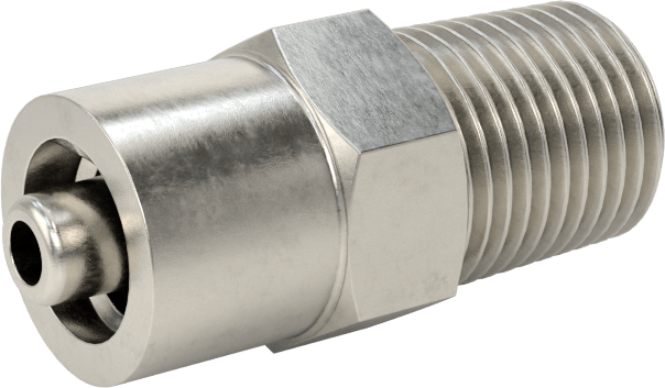 Hava ve Su için Paslanmaz Çelik Luer Lock Tüp Bağlantısı, Altıgen Gövdeli 316 Paslanmaz Çelik Tapa, 1/8 NPT Erkek
