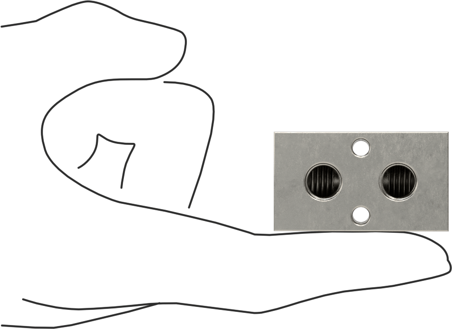 316 Paslanmaz Çelik Dik Açılı Akış Dikdörtgen Manifold, Tek Tarafta 2 Çıkış, 1/4 BSPT x 1/8 BSPT