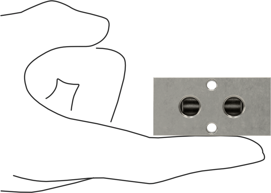316 Paslanmaz Çelik Dik Açılı Akış Dikdörtgen Manifold, Tek Tarafta 2 Çıkış, 1/4 BSPP x 1/8 BSPP