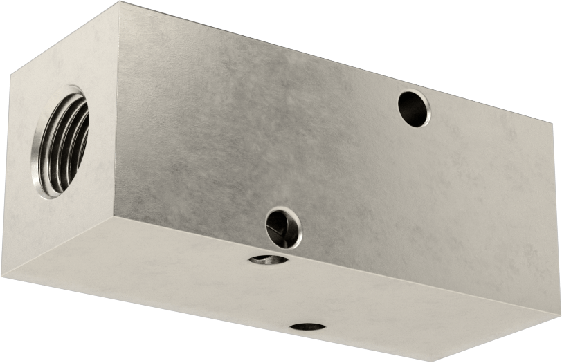 316 Paslanmaz Çelik Dik Açılı Akış Dikdörtgen Manifold, Tek Tarafta 3 Çıkış, 1/4 BSPP x 1/8 BSPP
