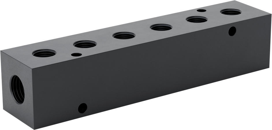 Çift Bölümlü Dik Açılı Akış Manifoldu, Bölüm Başına Üç Adet 1/8 NPT Çıkışı, 1/4 NPT Girişler