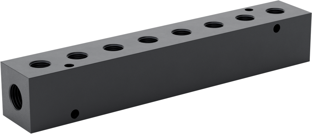 Çift Bölümlü Dik Açılı Akış Manifoldu, Bölüm Başına Dört 1/8 NPT Çıkışı, 1/4 NPT Girişler