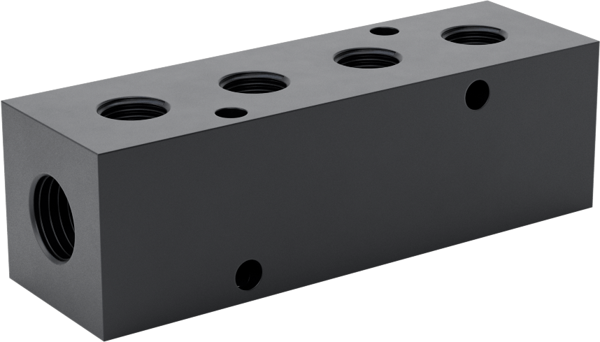Çift Bölümlü Dik Açılı Akış Manifoldu, Bölüm Başına İki adet 1/8 NPT Çıkış, 1/4 NPT Girişler