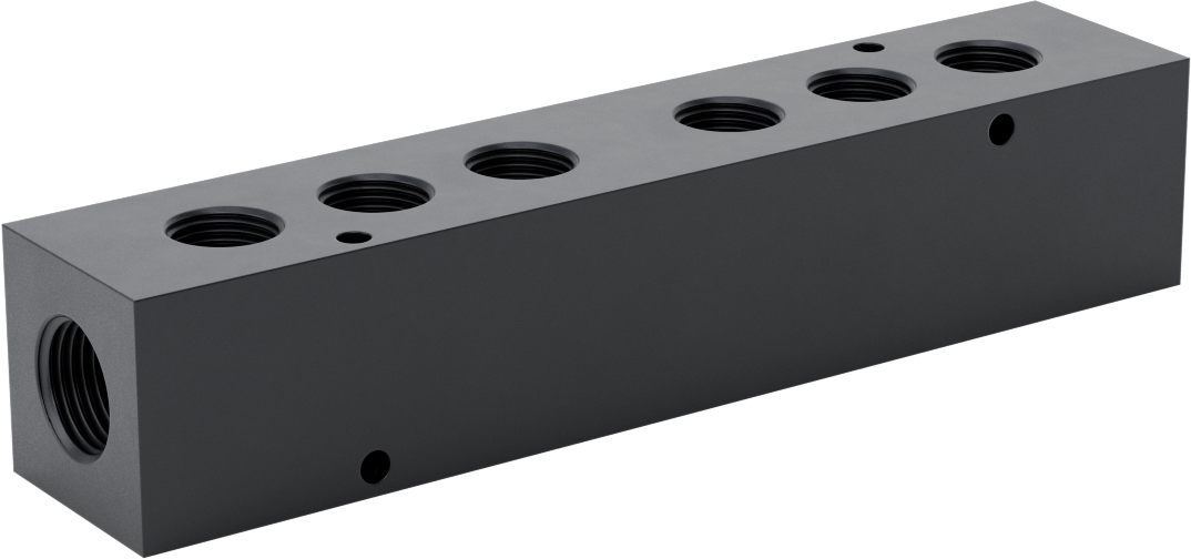 Çift Bölümlü Dik Açılı Akış Manifoldu, Bölüm başına üç adet 3/8 NPT çıkış, 1/2 NPT Girişler