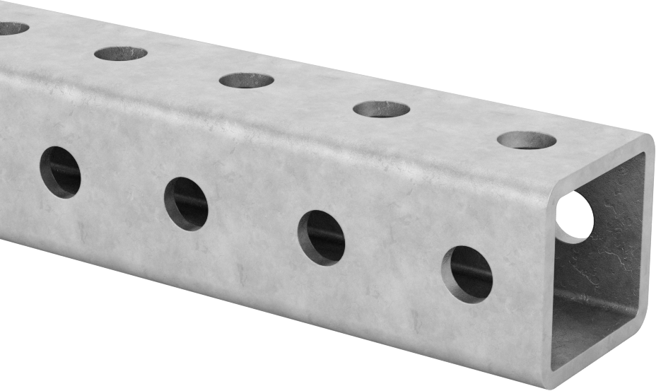 Cıvatalı Çelik Çerçeve Rayı, Çinko Kaplamalı, 1-1/4" Kare, 0,105 inç Duvar Kalınlığı