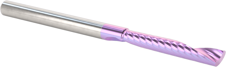 Seramik Kaplı Karbür Spiral Freze Ucu, Plastik için, Yukarı Doğru Çıkarma, 1/8" Kesme Çapı, 3/4" Uzun Kesim