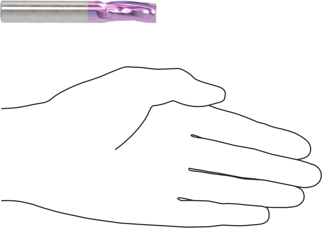 Seramik Kaplı Karbür Spiral Freze Ucu, Plastik için, Yukarıdan Çıkarma, 1/2" Kesim Çapı, 1-1/8" Uzunlukta Kesim