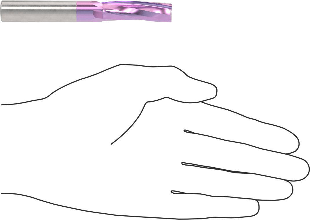 Seramik Kaplı Karbür Spiral Freze Ucu, Plastik için, Yukarıdan Çıkarma, 1/2" Kesim Çapı, 1-5/8" Uzun Kesim