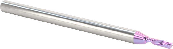 Seramik Kaplı Karbür Spiral Freze Ucu, Plastik için, Aşağı Çıkarma, 1/16" Kesim Çapı, 1/4" Uzun Kesim