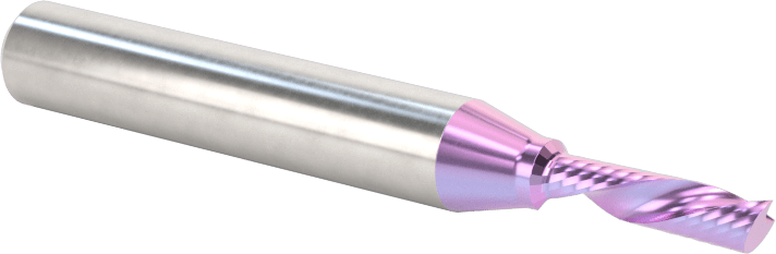 Seramik Kaplı Karbür Spiral Freze Ucu, Plastik için, Aşağı Çıkarma, 1/8" Kesme Çapı, 1/2" Uzunlukta Kesim