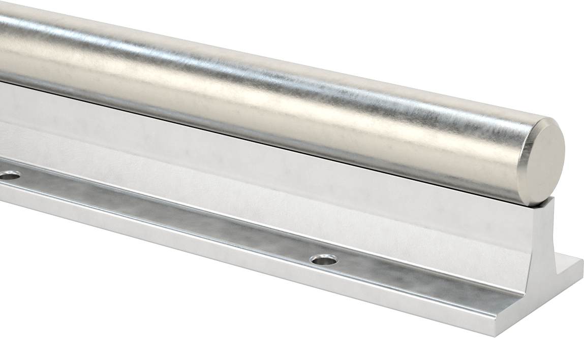 İki Parçalı Destek Rayı Şaftı, 440C Paslanmaz Çelik, 1-1/4" Çap, 24 inç Uzunluk