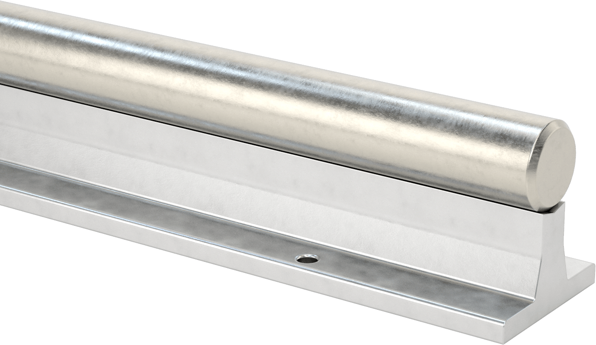 İki Parçalı Destek Rayı Şaftı, 440C Paslanmaz Çelik, 1-1/2" Çap, 24 inç Uzunluk